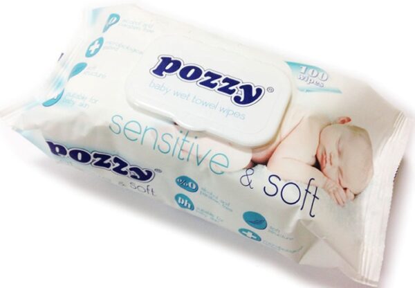 373 Pozzy Sensitive & Soft Влажные салфетки 100шт с крышечкой (Турция) Влажные салфетки