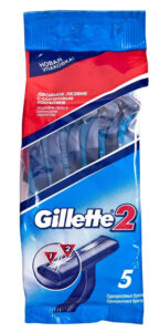281 Gillette 2 Станок для бритья одноразовый 5шт (ЯПОНСКАЯ СТАЛЬ) Бритвы