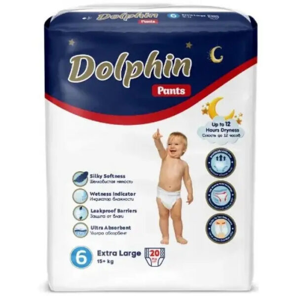 251 DOLPHIN Baby  Подгузники-трусы для детей 6 Extra Large 15+кг 20шт, ТУРЦИЯ Трусики детские