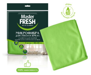 073 Master FRESH Микрофибра для стекол и зеркал  30*30см, 1шт Салфетки и тряпки